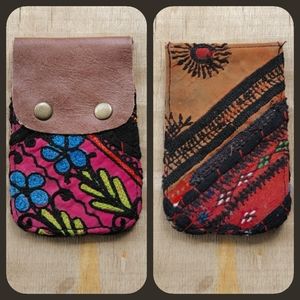 🪬🍄 Free People Boho Embroidered Repurposed vtg banjara hippie Wallet card case